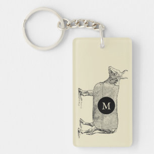 VINTAGE Illustration Cow B monogram 2sidig K