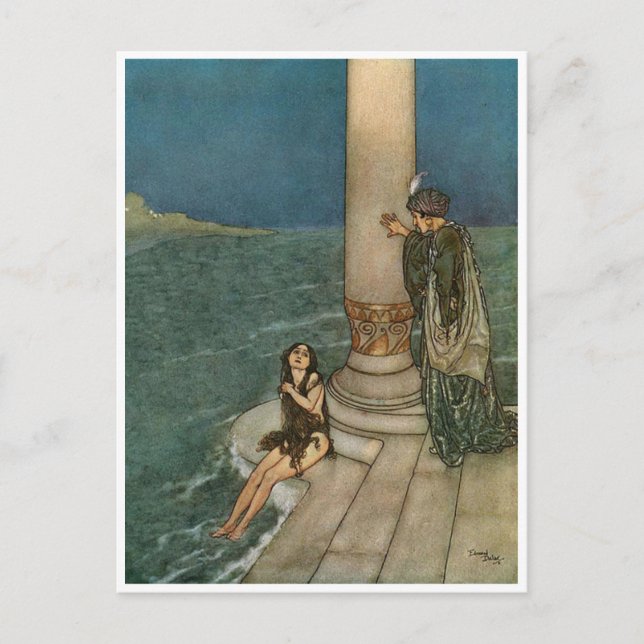 Vintage Illustration Edmund Dulac Little Sjöjungfr Vykort (Framsida)