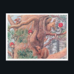 Vintage Illustration Forest Children Elsa Beskow Vykort<br><div class="desc">Det här vykortet har en vacker vintage som illustreras av Elsa Beskow från "Skogens barn" 1910. Låt dem veta att ni tänker på dem med den här vismliga skogsscenen.</div>