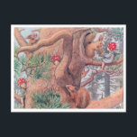 Vintage Illustration Forest Children Elsa Beskow Vykort<br><div class="desc">Det här vykortet har en vacker vintage som illustreras av Elsa Beskow från "Skogens barn" 1910. Låt dem veta att ni tänker på dem med den här vismliga skogsscenen.</div>