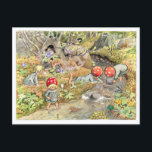 Vintage Illustration Forest Children Elsa Beskow Vykort<br><div class="desc">Det här vykortet har en vacker vintage som illustreras av Elsa Beskow från "Skogens barn" 1910. Låt dem veta att ni tänker på dem med den här visuella skogsscenen.</div>