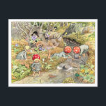Vintage Illustration Forest Children Elsa Beskow Vykort<br><div class="desc">Det här vykortet har en vacker vintage som illustreras av Elsa Beskow från "Skogens barn" 1910. Låt dem veta att ni tänker på dem med den här visuella skogsscenen.</div>