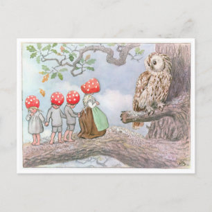 Vintage Illustration Forest Children Elsa Beskow Vykort