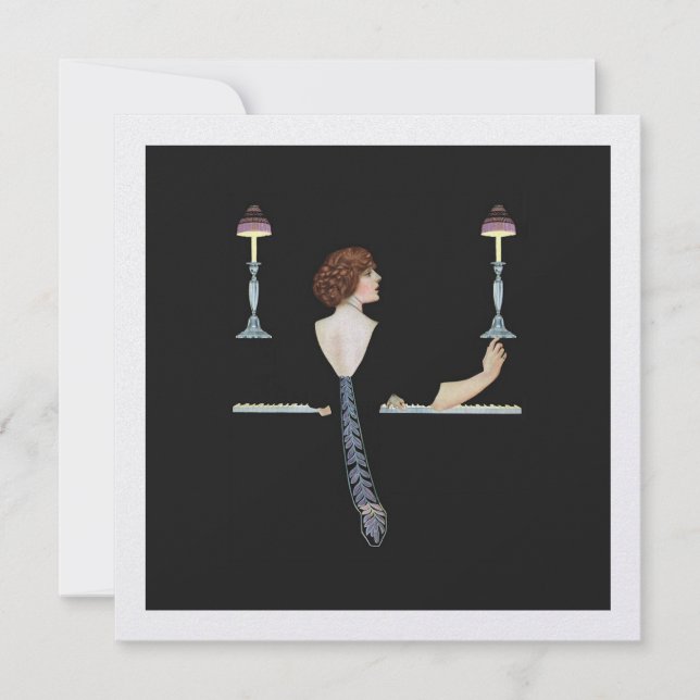 Vintage Illustration Girl spelar Piano (Framsida)