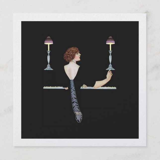 Vintage Illustration Girl spelar Piano (Framsida)