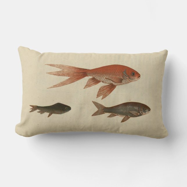 Vintage Illustration Goldfish Lumbarkudde (Framsida)