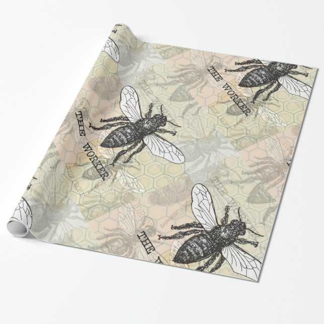Vintage Illustration Konst av Arbetarbina Presentpapper (Utrullad)