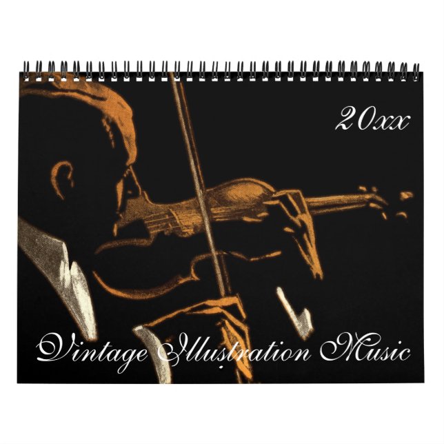 Vintage Illustration Musician and Music Themes Kalender (Omslag)