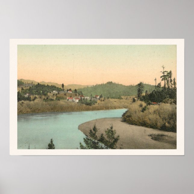 Vintage Illustration of Guerneville, Ca Print Poster (Framsidan)