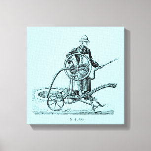 Vintage Illustration Old Sprinkler eller Fireman C Canvastryck
