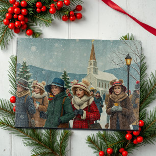 Vintage Illustration Personer som lämnar kyrka