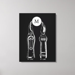 VINTAGE ILLUSTRATION Pruners Monogram B Canvas