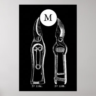 VINTAGE ILLUSTRATION Pruners Monogram B Poster