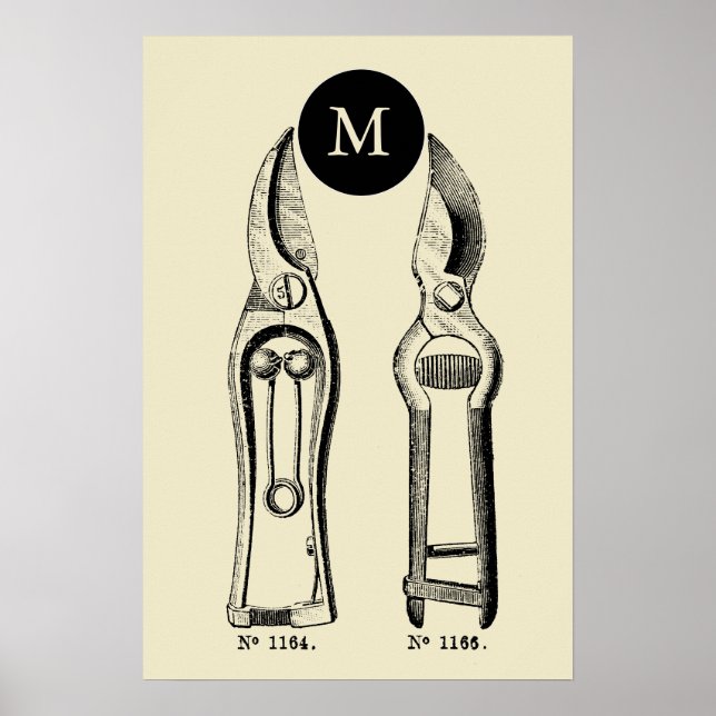 VINTAGE ILLUSTRATION Pruners Monogram Poster (Framsidan)