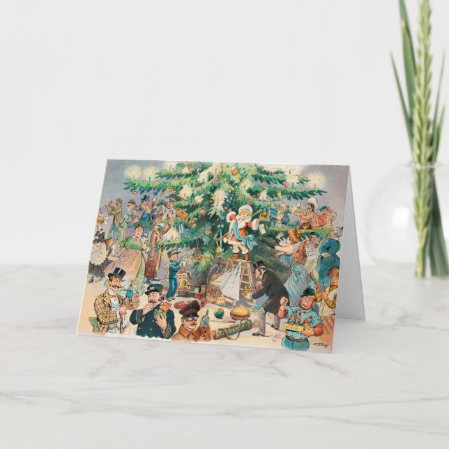 Vintage Illustration Pucks Julgran, 1902 Kort (Framsida)