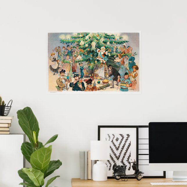 Vintage Illustration Pucks Julgran, 1902 Poster (Hemmakontoret)