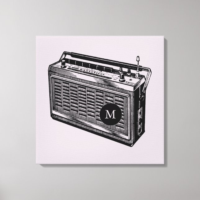 Vintage Illustration Radio Monogram Canvas (Framsida)