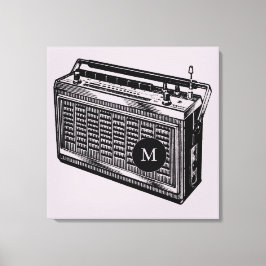 Vintage Illustration Radio Monogram Canvas