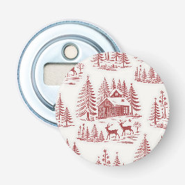 Vintage Illustration Reindeer and Houses-jul Flasköppnare