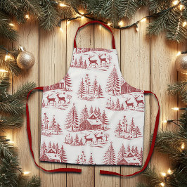 Vintage Illustration Reindeer and Houses Winter