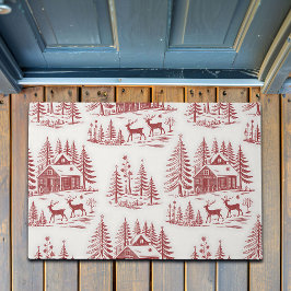 Vintage Illustration Reindeer and Houses Winter