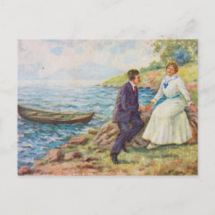 Vintage Illustration Romantic Couple Vykort