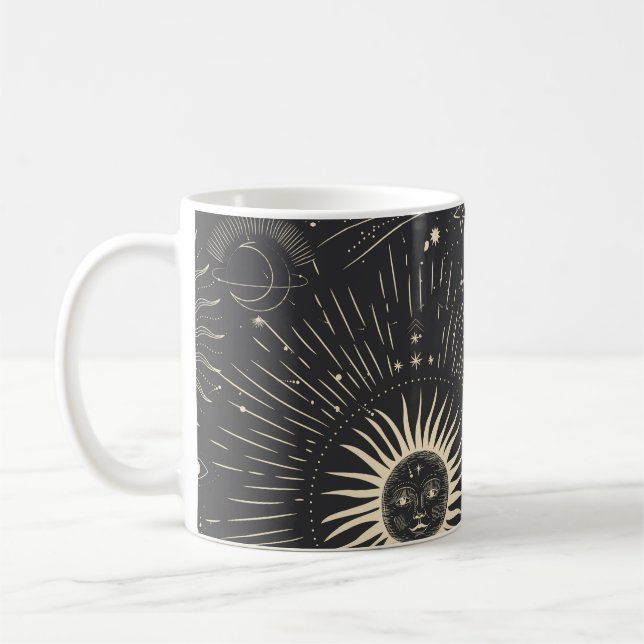 Vintage illustration set of moon phases. Different Kaffemugg (Vänster)