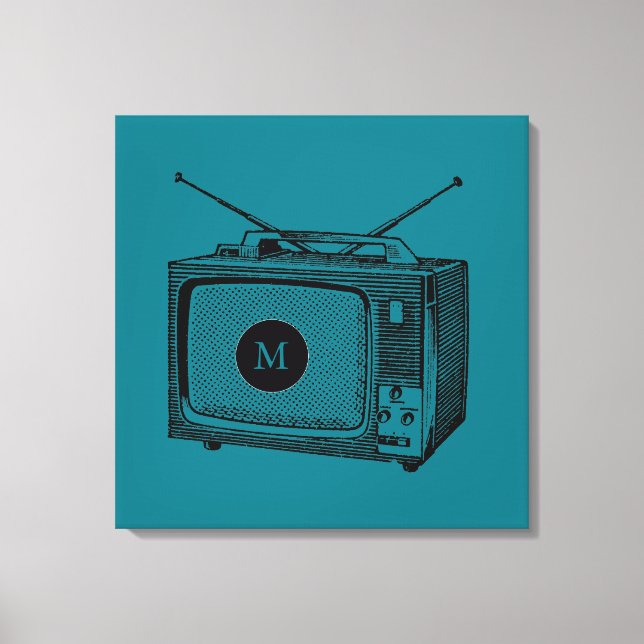 Vintage Illustration Televisor Monogram Canvas (Framsida)