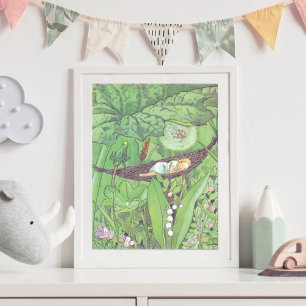 Vintage illustration Thumbelina av Elsa Beskow Poster
