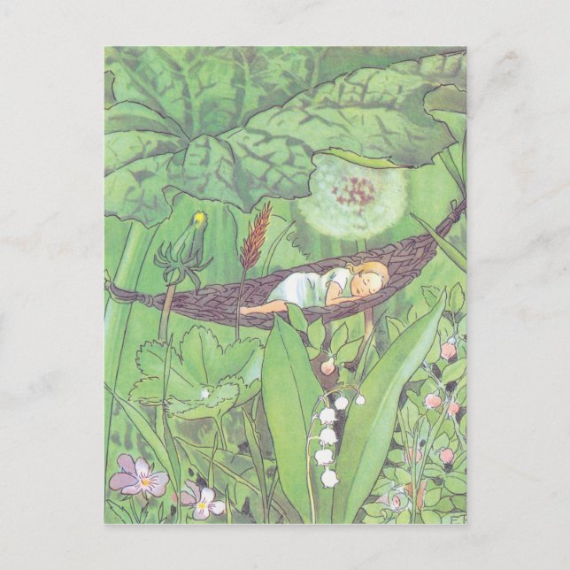 Vintage Illustration Thumbelina by Elsa Beskow Vykort (Framsida)