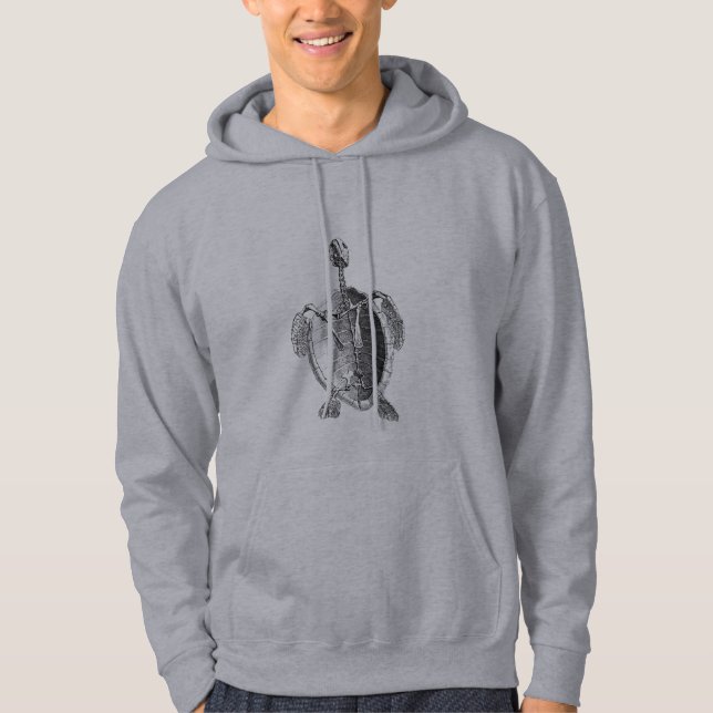 Vintage Illustration Tortoise Skeleton Hoodie (Framsida)