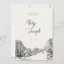 Vintage Illustrerad bröllopsinbjudan