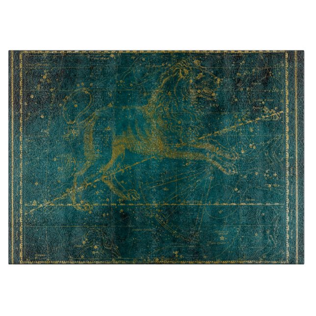 Vintage Illustrerad Grönt & Guld Lejon Star Karta (Framsidan)