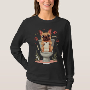 Vintage Ilsken Fransk Bulldog Håller Toalettpapper T Shirt