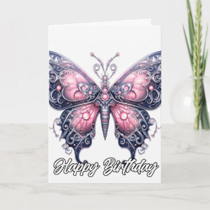 Vintage Imaginative Butterfly Art   Grattis på föd Kort