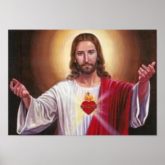 vintage, imakulerat hjärta av heliga jesus christ poster (Framsidan)