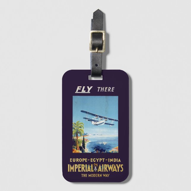 Vintage Imperial Airways Europe Egypten India Trav Bagagebricka (Framsida vertikal)