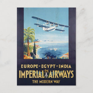 Vintage Imperial Airways Europe Egypten India Trav Vykort