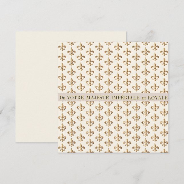Vintage Imperial Heraldic fleur de lis note card (Fram/baksida)