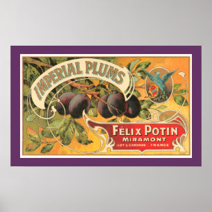 Vintage Imperial Plommon Etikett Poster