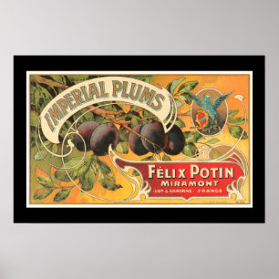 Vintage Imperial Plums-etikett Poster