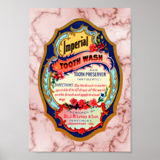 Vintage Imperial Tooth Tvätta etikett Poster