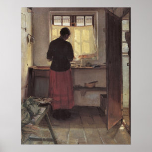 Vintage Impressionism, Flickan i Kök, Ancher Poster