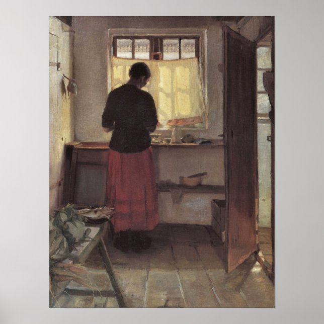 Vintage Impressionism, Pigen i Køkkenet, Ancher Poster (Framsidan)
