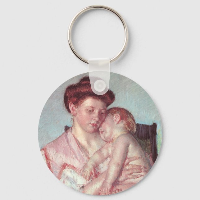 Vintage Impressionism, Sömnig Baby av Mary Cassatt Nyckelring (Framsida)