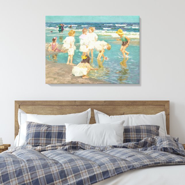 Vintage Impressionist Beach Scene Canvastryck (Insitu (sovrum))