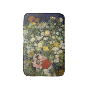 Vintage Impressionistiskt Blomsterbukett Van Gogh Badrumsmatta