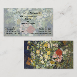 Vintage Impressionistiskt Blomsterbukett Van Gogh Visitkort