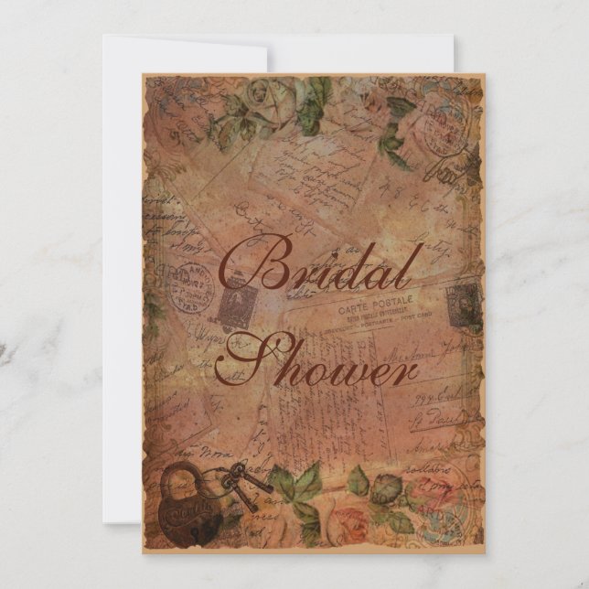 Vintage inbjudan med lås och nycklar (Framsida)