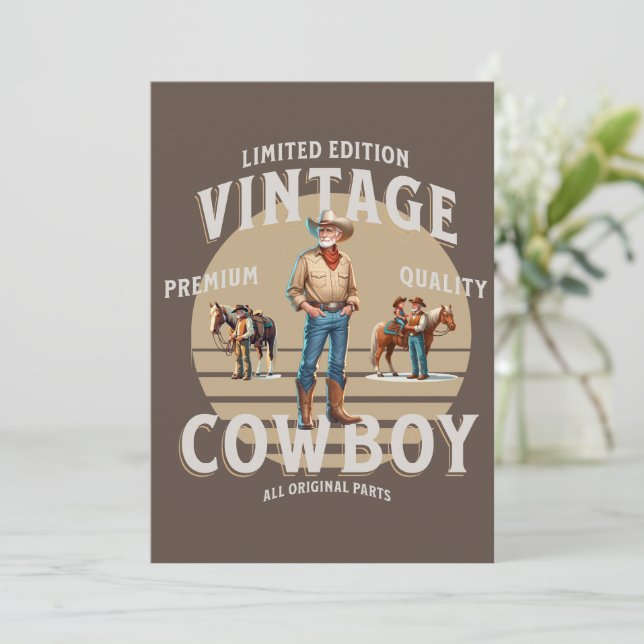 Vintage inbjudan till cowboyfest på västerrodeo (Stående Fram)